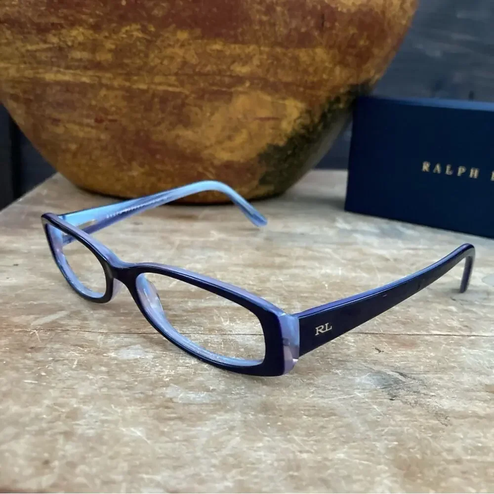 Ralph‎ Lauren reader glasses frames only women two tone Lucite purple with case